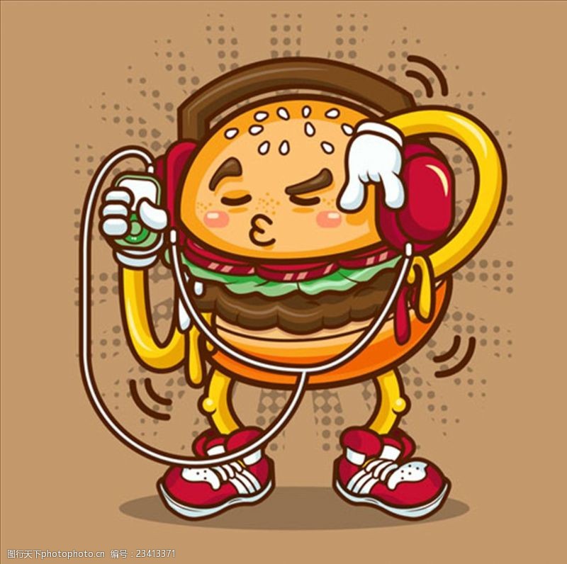 爆米花宣传可爱的汉堡卡通形象