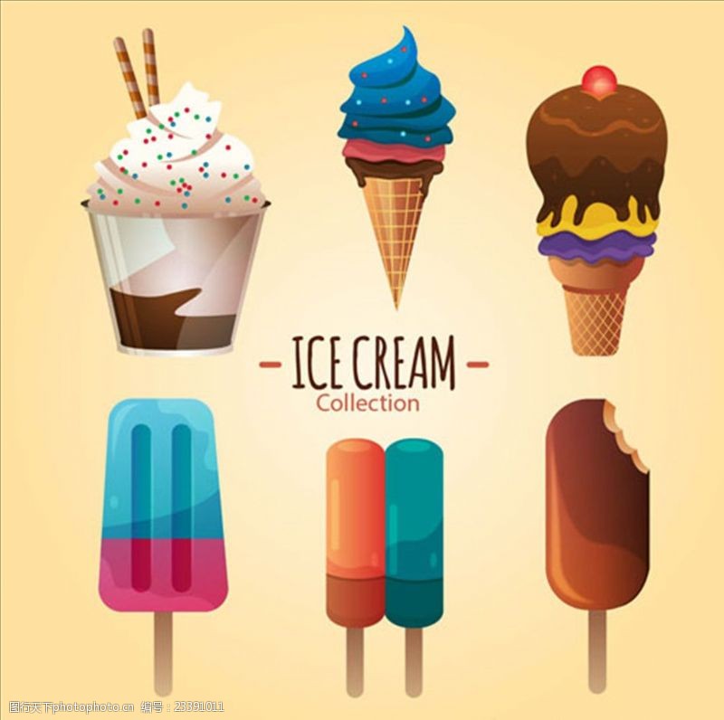 椰子冰淇淋不同口味的美味冰淇淋