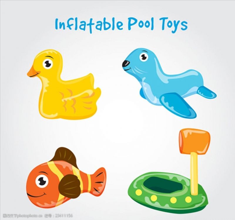 夏季风情矢量素材动物充气泳池玩具
