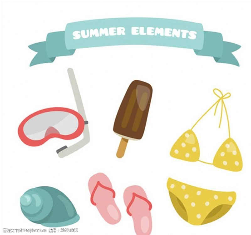 椰子冰淇淋可爱的夏日元素系列