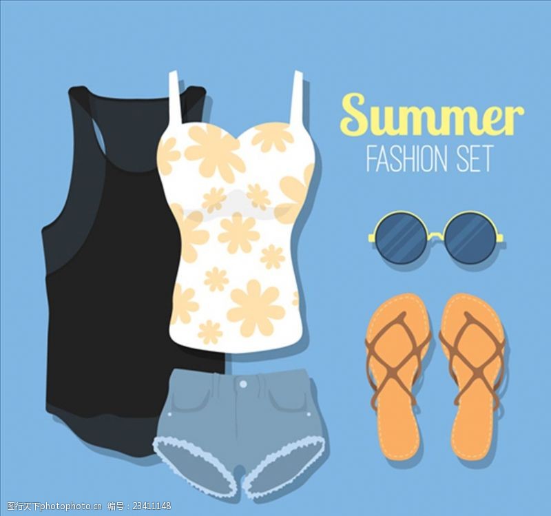 夏季风情矢量素材女性现代的夏天衣服