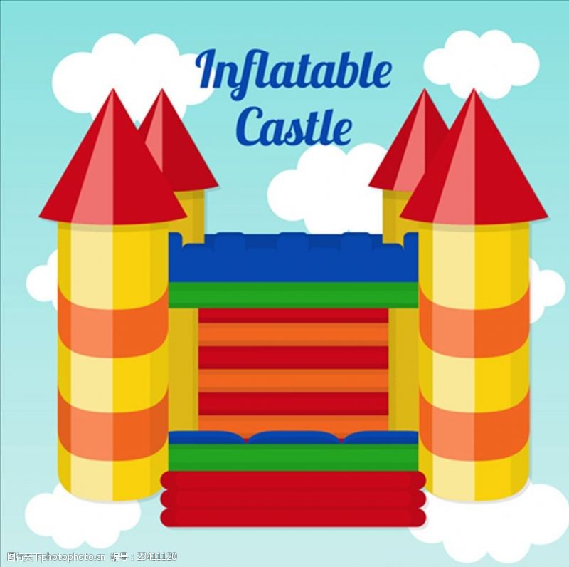 暑假促销色彩斑斓的充气城堡