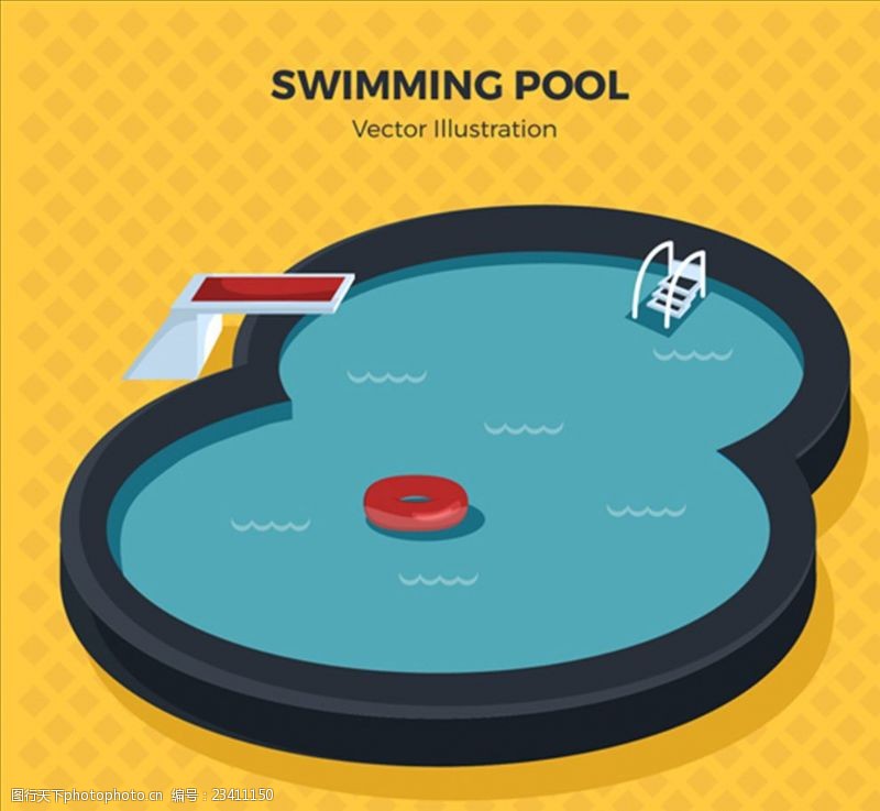 暑假促销时尚的游泳池插图