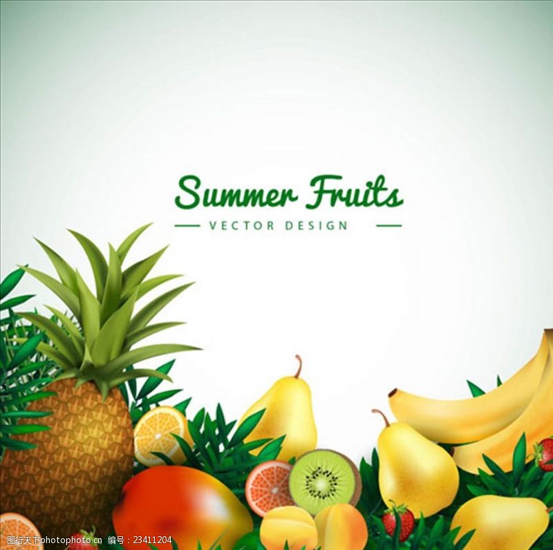 夏季沙摊夏季热带水果背景