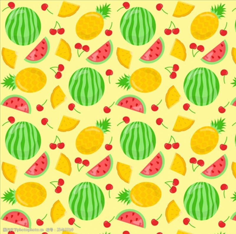 夏季沙摊夏季水果图案背景