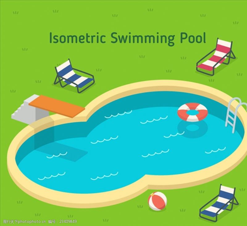 夏日海滩元素横幅夏日时髦的游泳池元素