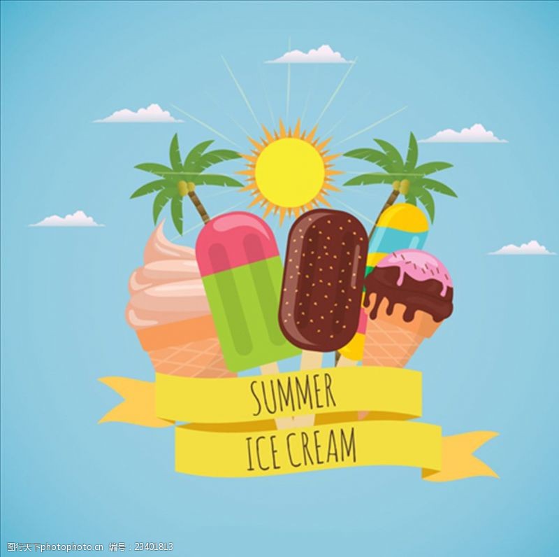 椰子冰淇淋夏天冰淇淋背景