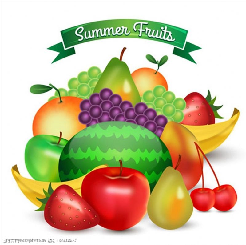 各种各样的背景夏天各种各样的水果