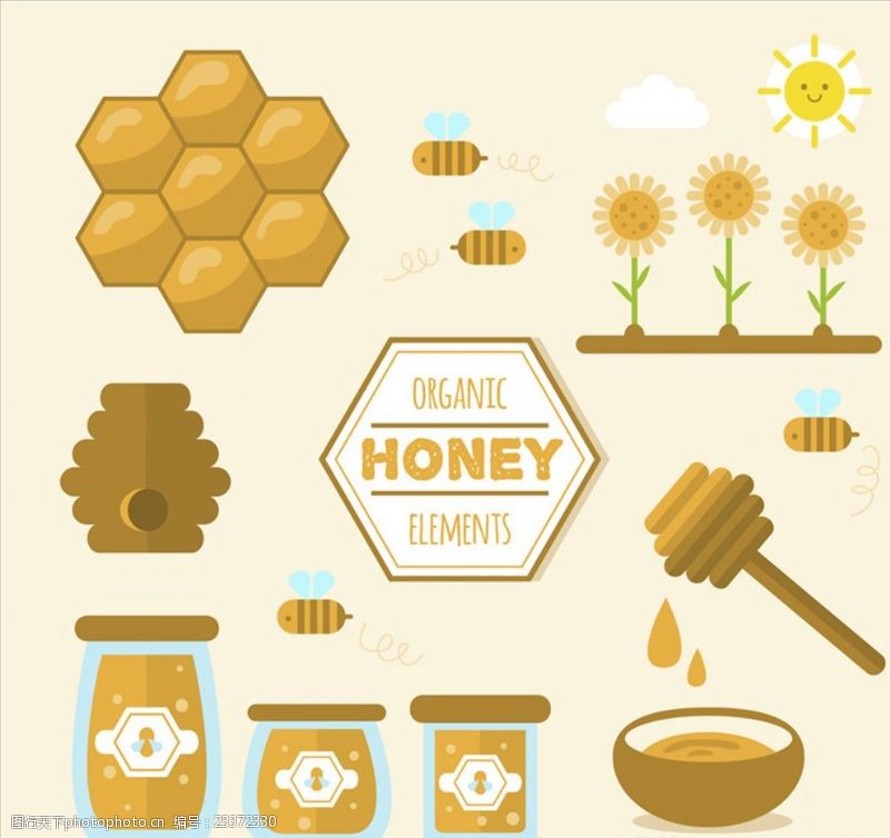 蜂巢有机蜂蜜元素