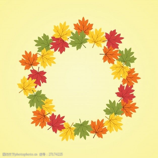 自然景象秋季花环背景插图