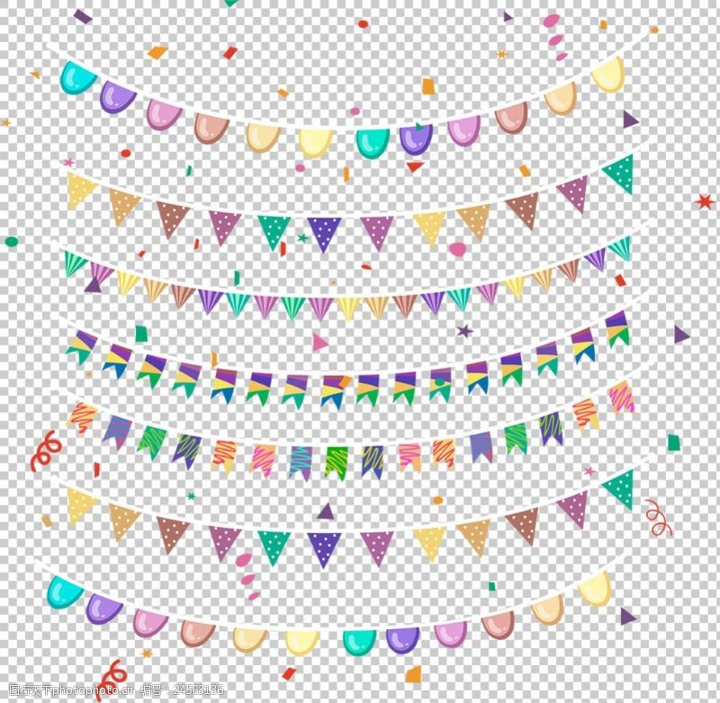 生日气球吊旗彩旗节日生日免抠png透明图层素材