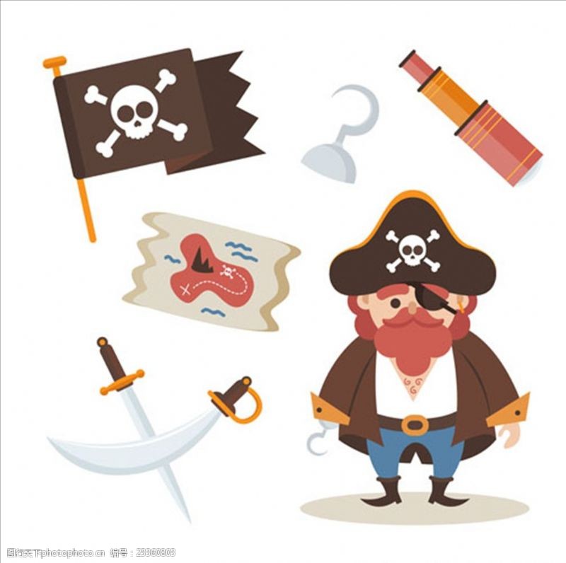 加勒比海报海盗船长的角色元素