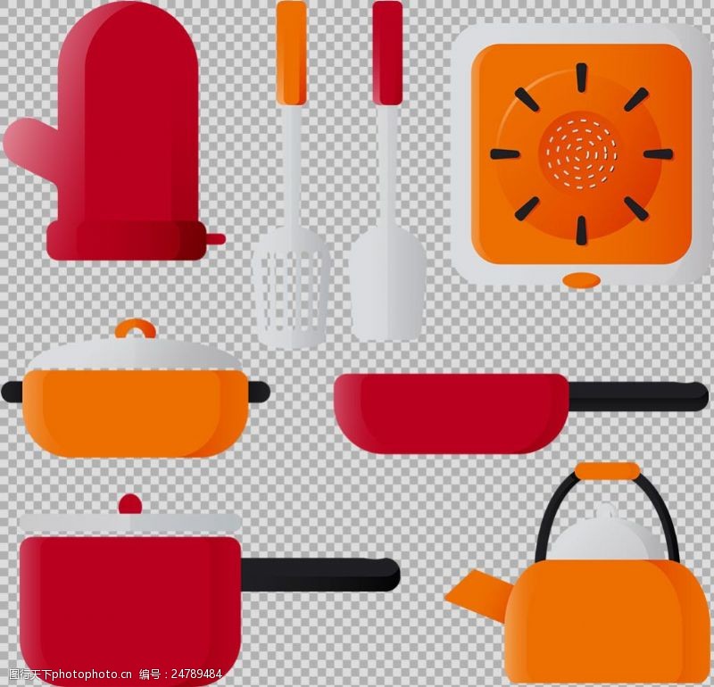 菜刀红色调厨房用品免抠png透明图层素材