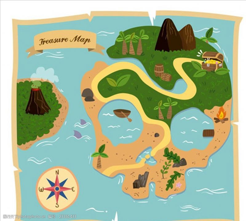 眼镜展架骷髅岛的宝藏地形图