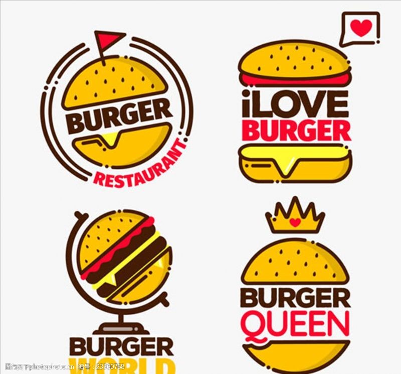 爆米花宣传4个汉堡商标