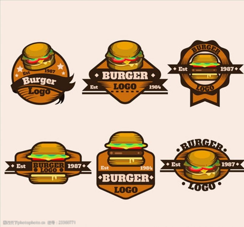 爆米花宣传复古装饰汉堡标志