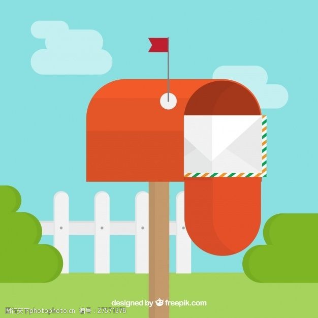寄信平板设计中的老式邮箱收集