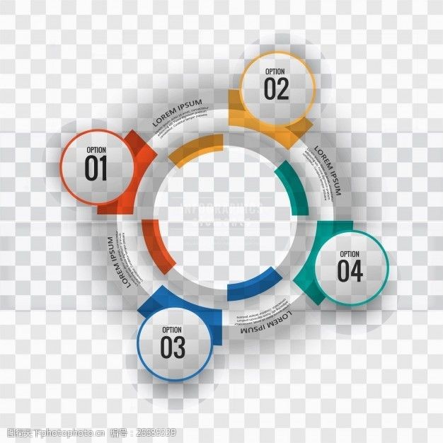 业务信息图表四颜色选择圆形图表