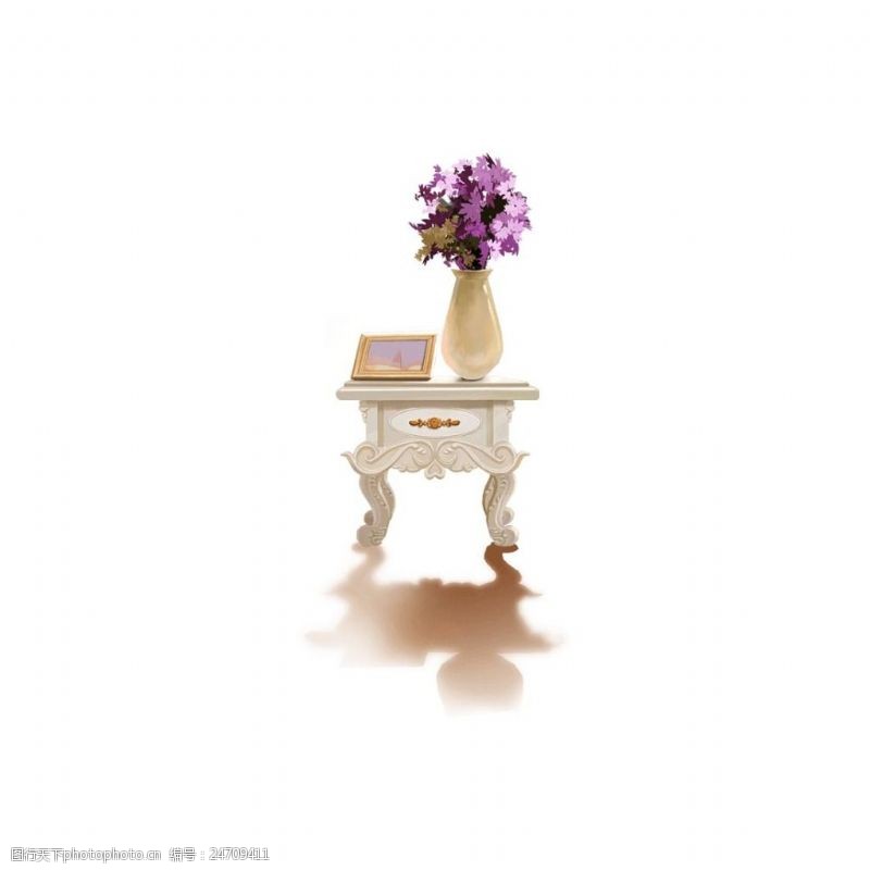 盆子1紫色花盆桌子元素