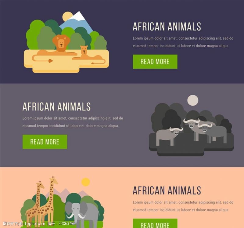 长颈鹿3款创意非洲动物banner