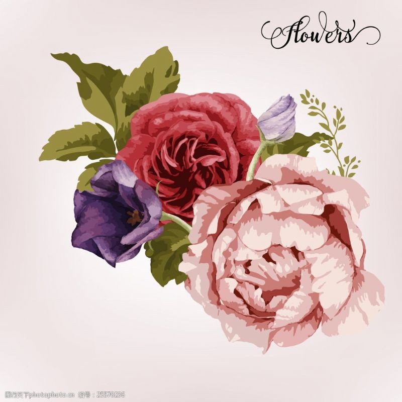 红色花墙粉色玫瑰花朵矢量印刷高清设计素材