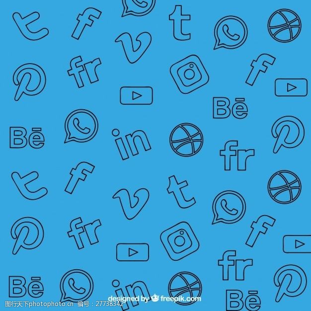 通讯蓝色背景与装饰社交网络图标