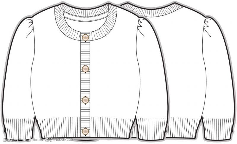 外贸服装贸毛衣外套女宝宝服装设计线稿矢量素材