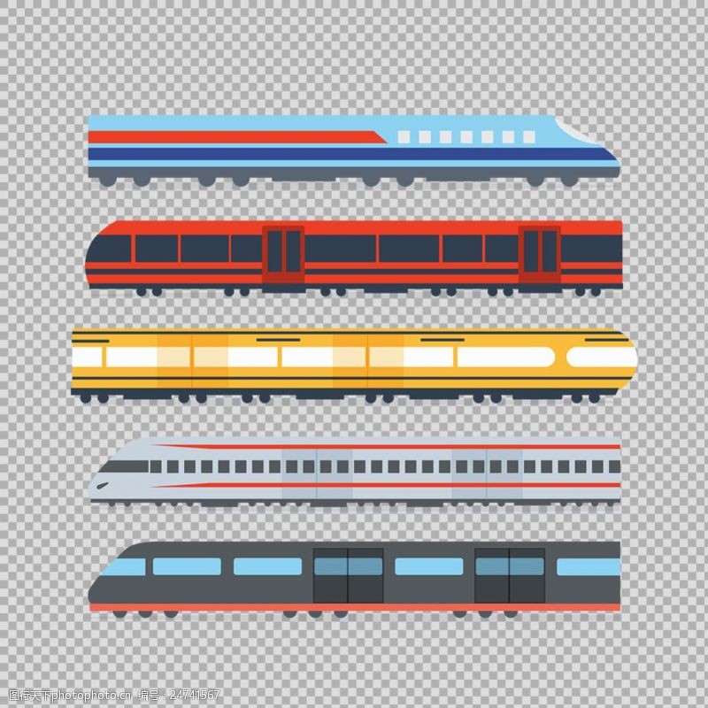 边框免抠素材手绘各种火车插图免抠png透明图层素材