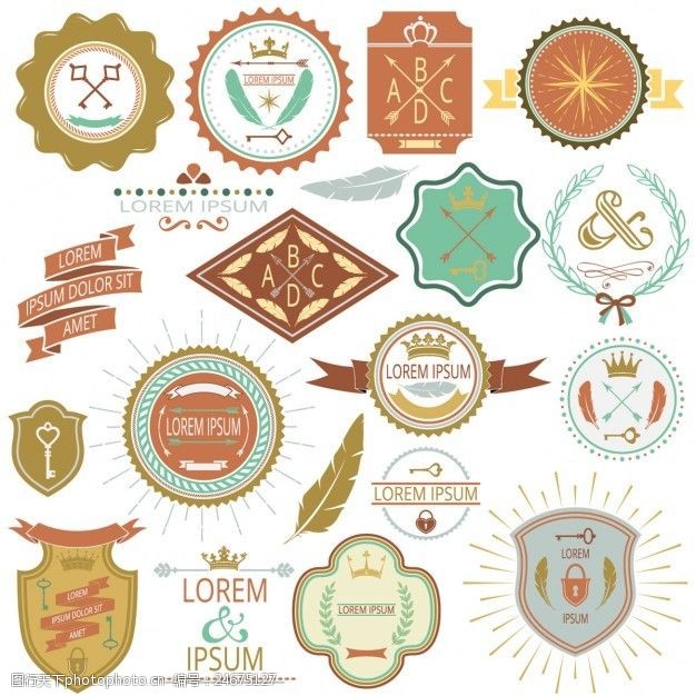 复古邮票收集不同年份的徽章