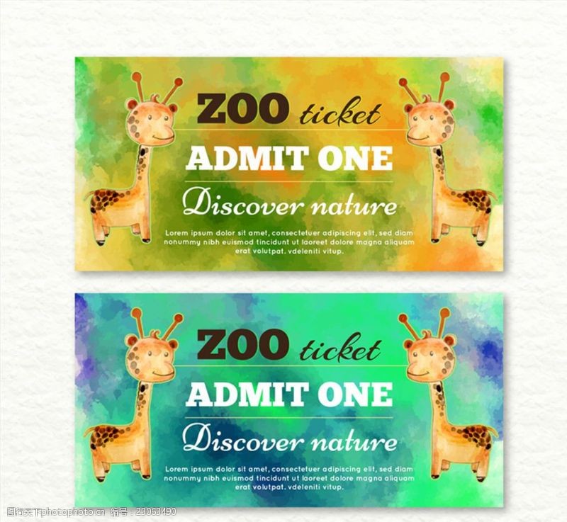 2款水彩绘长颈鹿动物园门票
