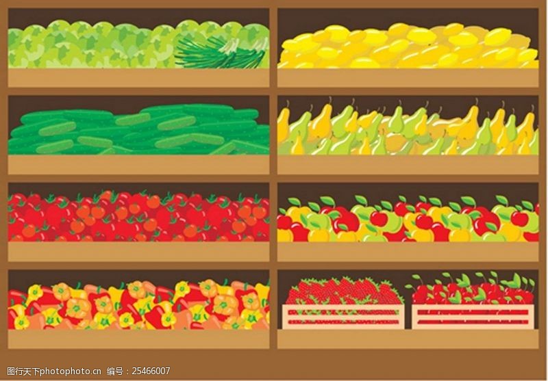 矢量免费下载超市新鲜水果蔬菜矢量图