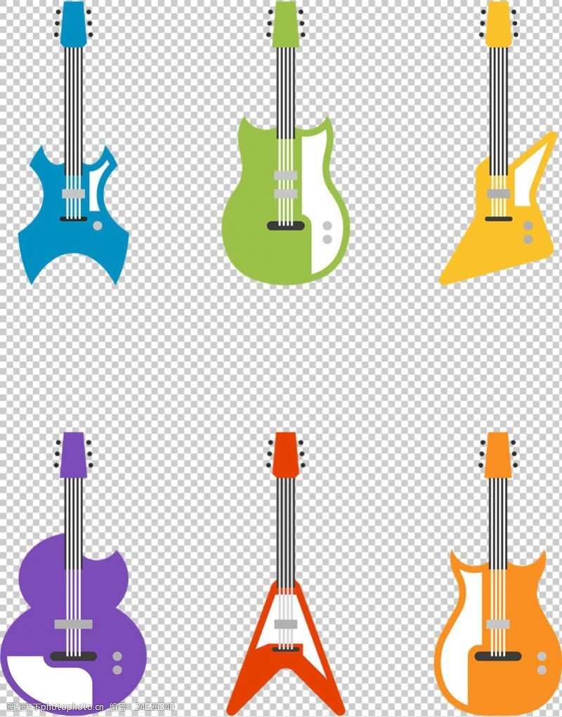 各种形状吉他插图免抠png透明图层素材