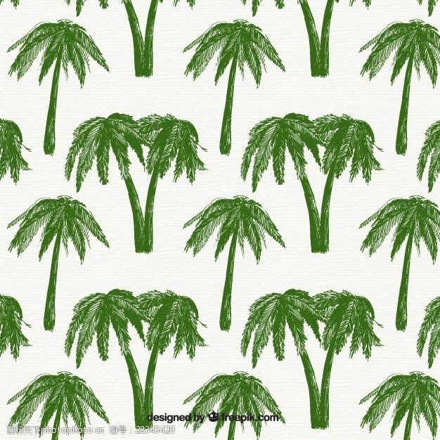 多彩的树木绿色棕榈树装饰图案