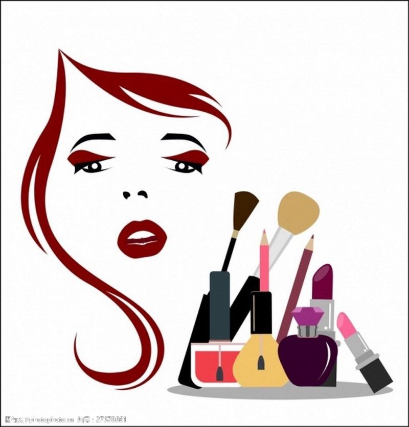 化妆女人免费下载女人化妆品矢量图