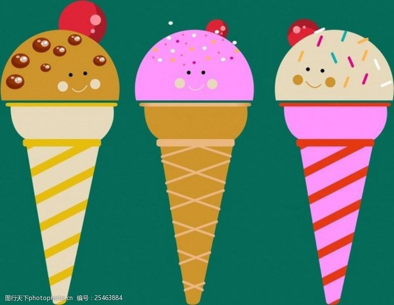 可爱底纹免费下载彩色冰淇淋矢量图