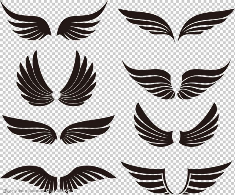 各种形状翅膀免抠png透明图层素材