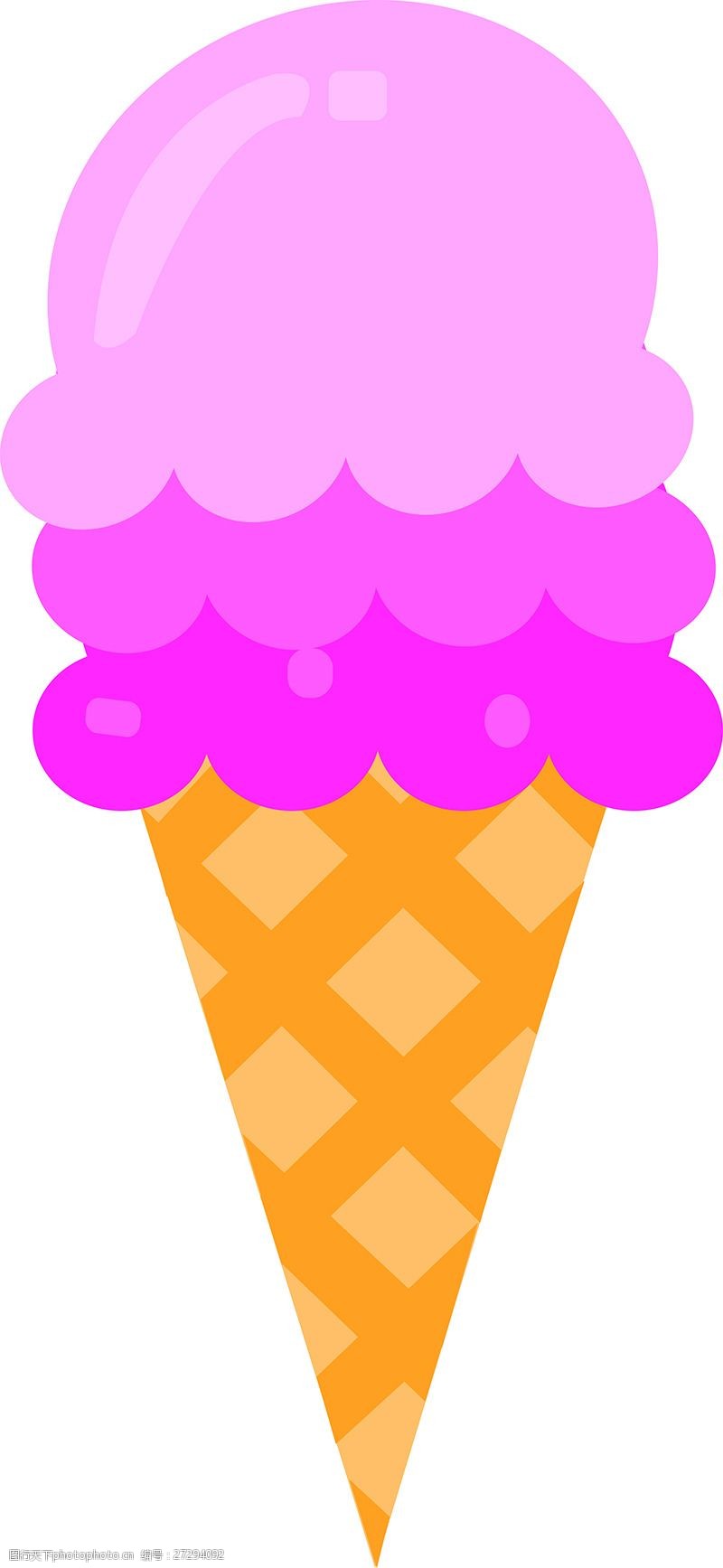 甜筒卡通三层冰淇淋食物