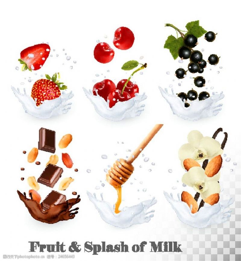 酸奶卡通水果坚果牛奶图片