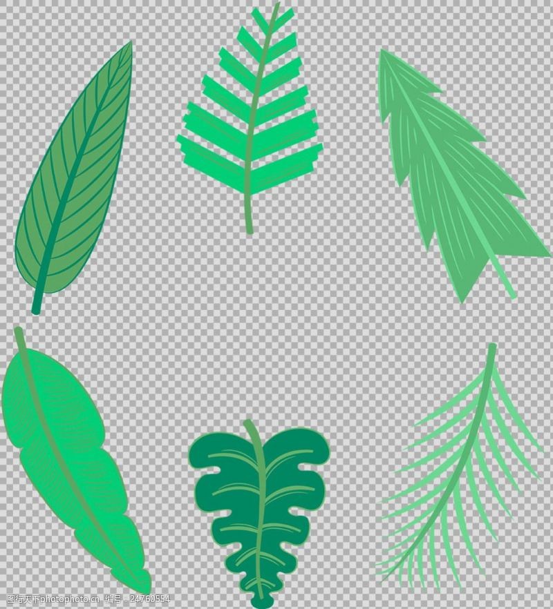 边框免抠素材绿色叶子插画免抠png透明图层素材