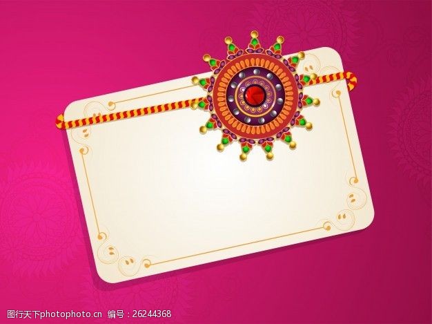 传统节日文化美丽的装饰礼品卡或问候rakhi印度兄妹结合节日卡的设计RakshaBandhan庆祝