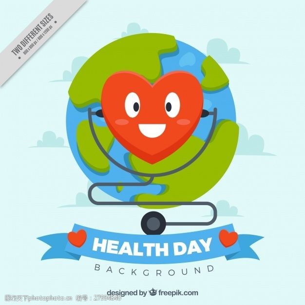 医学与保健世界卫生日背景与快乐心脏