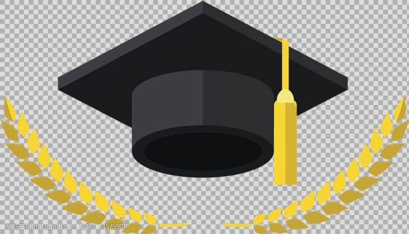 毕业纪念册毕业帽子麦穗元素免抠png透明图层素材