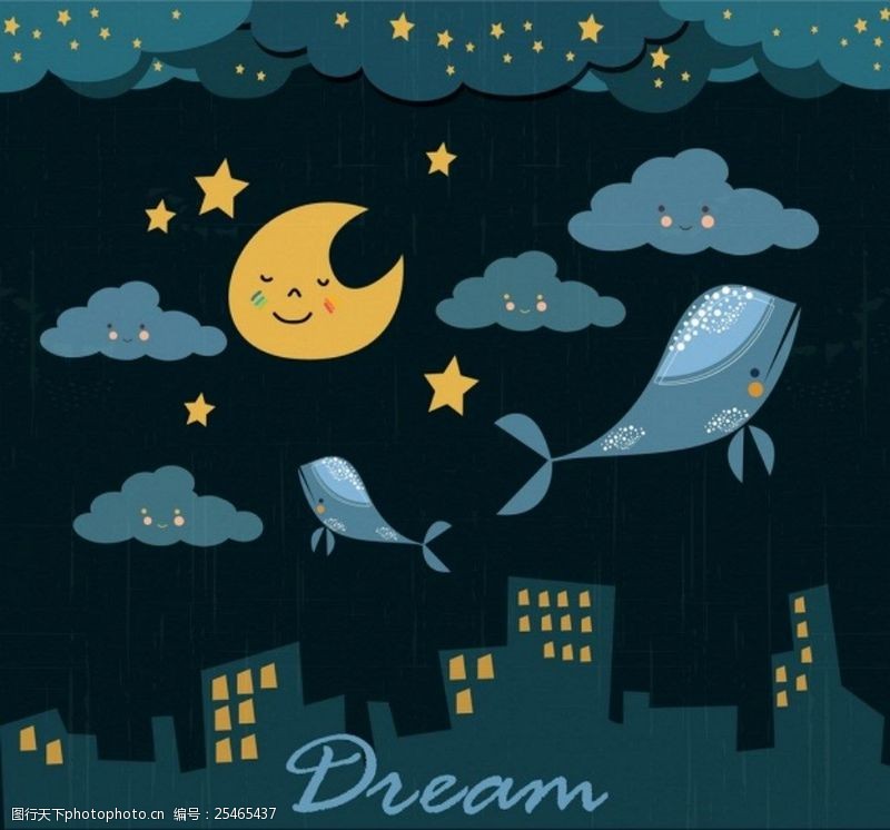 可爱底纹免费下载梦想房子天空鲸鱼背景图