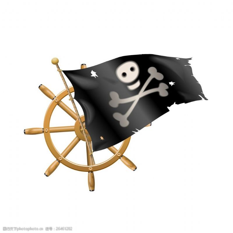 手绘海盗船旗帜元素