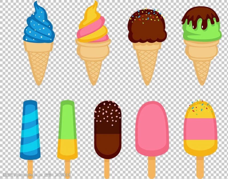 冰激凌插图手绘雪糕冰淇淋免抠png透明图层素材