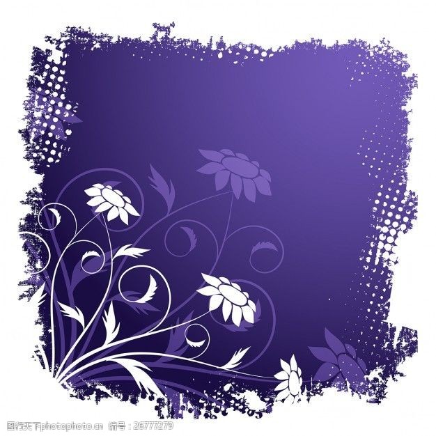 自然景象紫色背景的花卉框架