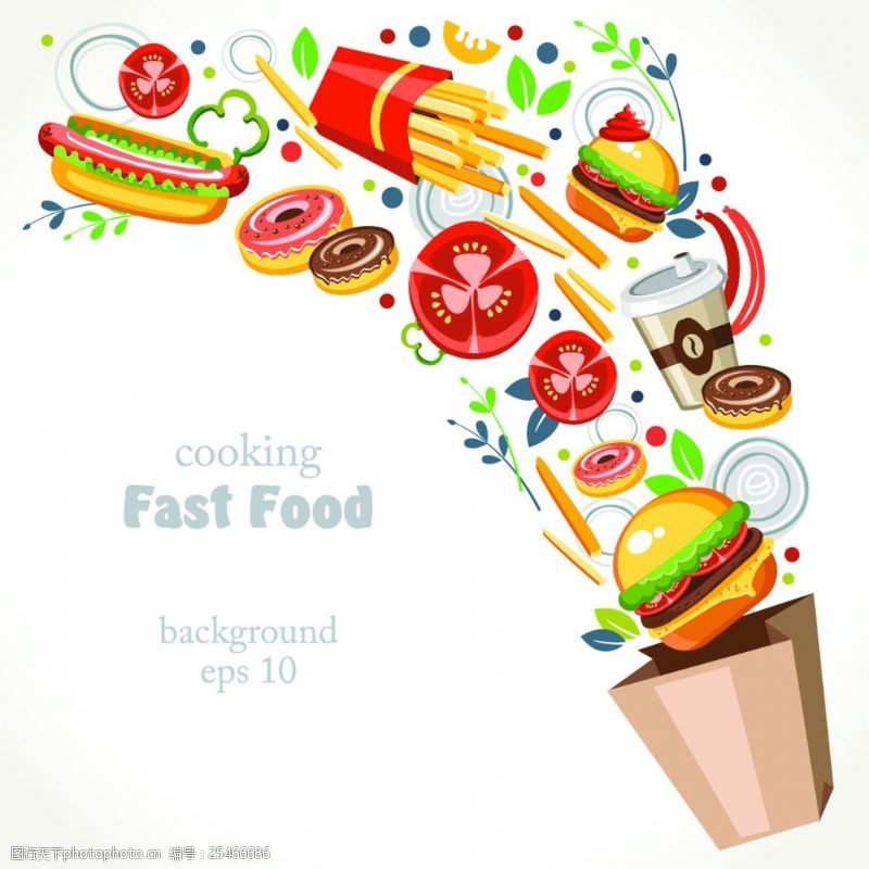 卡通薯条卡通食物披萨汉堡海报背景素材