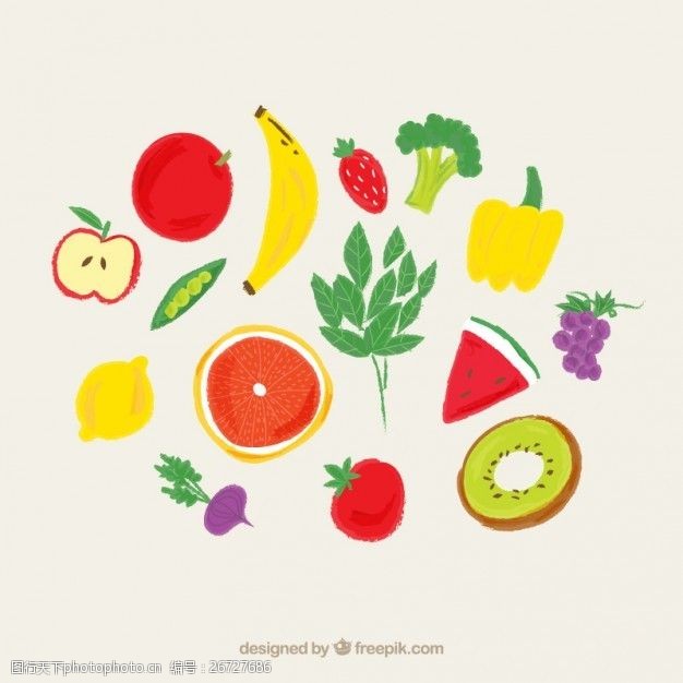 健康产品手绘水果