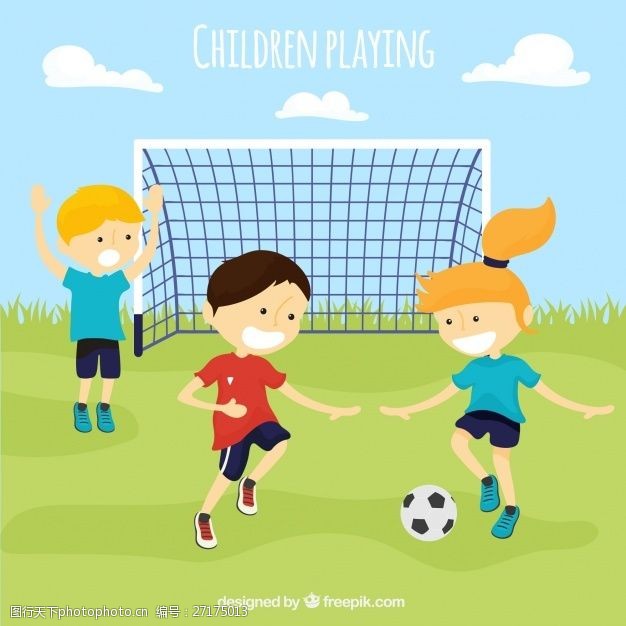 一群锻炼儿童一群孩子在踢足球