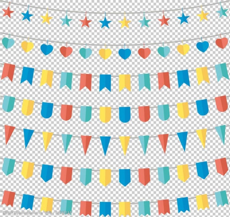 生日气球彩旗吊旗免抠png透明图层素材